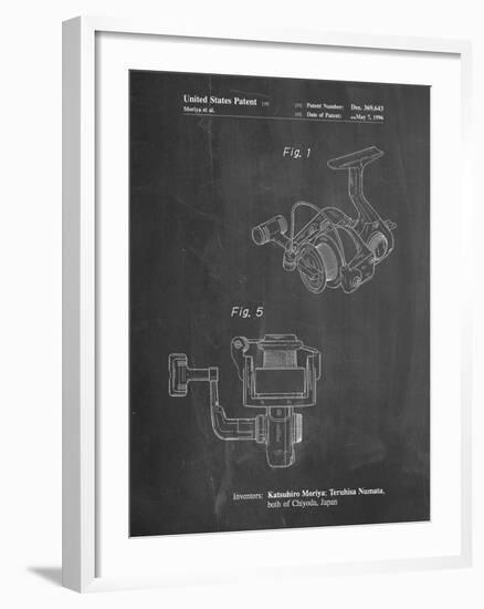 PP973-Chalkboard Open Face Spinning Fishing Reel Patent Poster-Cole Borders-Framed Giclee Print