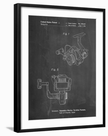 PP973-Chalkboard Open Face Spinning Fishing Reel Patent Poster-Cole Borders-Framed Giclee Print