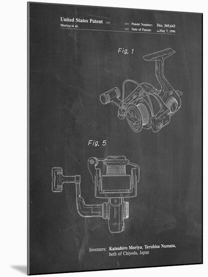 PP973-Chalkboard Open Face Spinning Fishing Reel Patent Poster-Cole Borders-Mounted Giclee Print