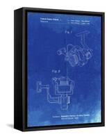 PP973-Faded Blueprint Open Face Spinning Fishing Reel Patent Poster-Cole Borders-Framed Stretched Canvas