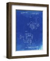 PP973-Faded Blueprint Open Face Spinning Fishing Reel Patent Poster-Cole Borders-Framed Giclee Print