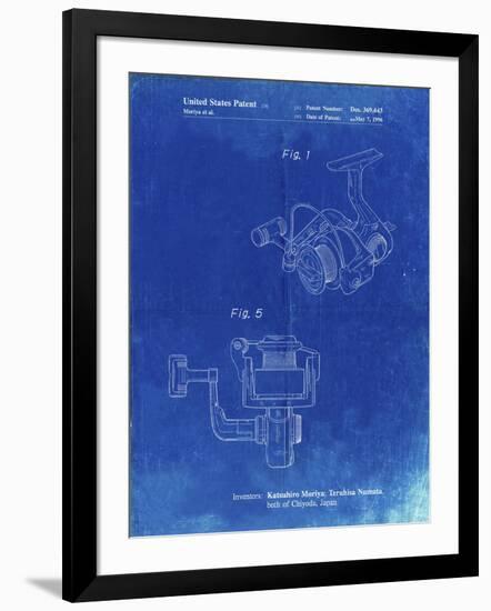 PP973-Faded Blueprint Open Face Spinning Fishing Reel Patent Poster-Cole Borders-Framed Giclee Print