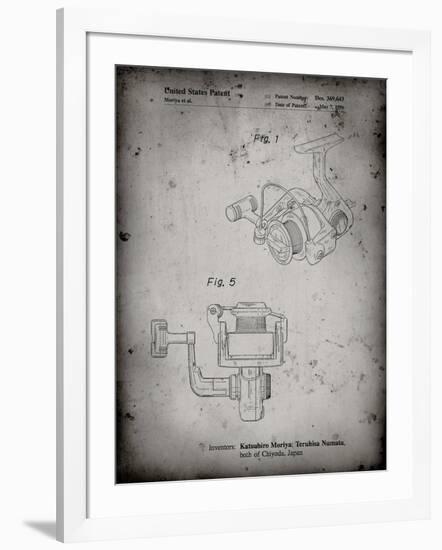 PP973-Faded Grey Open Face Spinning Fishing Reel Patent Poster-Cole Borders-Framed Giclee Print