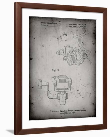 PP973-Faded Grey Open Face Spinning Fishing Reel Patent Poster-Cole Borders-Framed Giclee Print