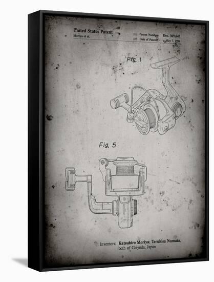 PP973-Faded Grey Open Face Spinning Fishing Reel Patent Poster-Cole Borders-Framed Stretched Canvas