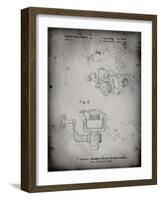 PP973-Faded Grey Open Face Spinning Fishing Reel Patent Poster-Cole Borders-Framed Giclee Print