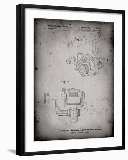 PP973-Faded Grey Open Face Spinning Fishing Reel Patent Poster-Cole Borders-Framed Giclee Print