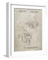 PP973-Sandstone Open Face Spinning Fishing Reel Patent Poster-Cole Borders-Framed Giclee Print