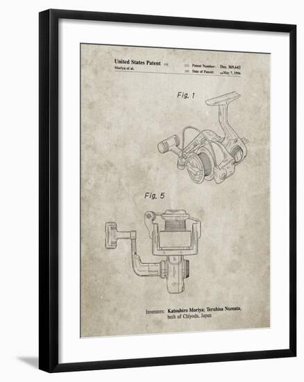 PP973-Sandstone Open Face Spinning Fishing Reel Patent Poster-Cole Borders-Framed Giclee Print