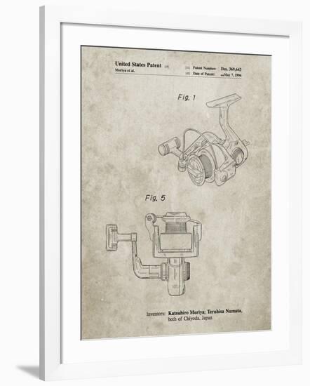 PP973-Sandstone Open Face Spinning Fishing Reel Patent Poster-Cole Borders-Framed Giclee Print