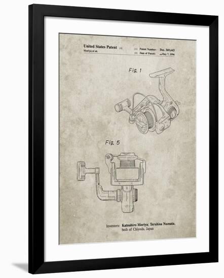 PP973-Sandstone Open Face Spinning Fishing Reel Patent Poster-Cole Borders-Framed Giclee Print