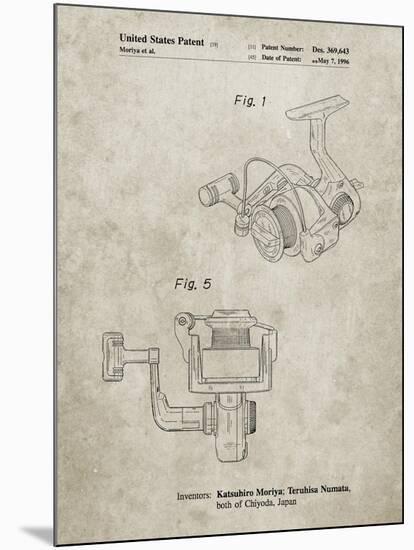 PP973-Sandstone Open Face Spinning Fishing Reel Patent Poster-Cole Borders-Mounted Giclee Print