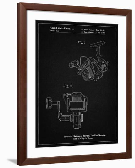 PP973-Vintage Black Open Face Spinning Fishing Reel Patent Poster-Cole Borders-Framed Giclee Print