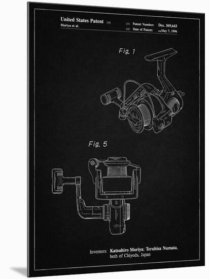 PP973-Vintage Black Open Face Spinning Fishing Reel Patent Poster-Cole Borders-Mounted Giclee Print