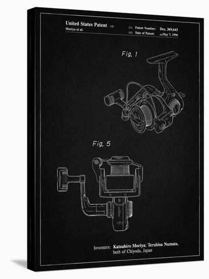 PP973-Vintage Black Open Face Spinning Fishing Reel Patent Poster-Cole Borders-Stretched Canvas