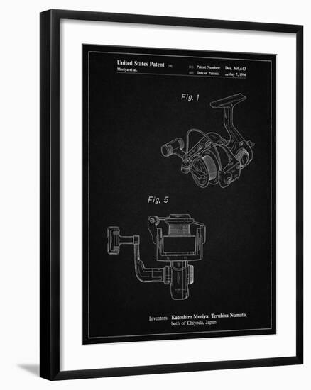 PP973-Vintage Black Open Face Spinning Fishing Reel Patent Poster-Cole Borders-Framed Giclee Print