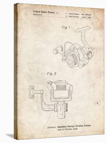 PP973-Vintage Parchment Open Face Spinning Fishing Reel Patent Poster-Cole Borders-Stretched Canvas