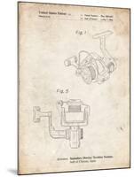 PP973-Vintage Parchment Open Face Spinning Fishing Reel Patent Poster-Cole Borders-Mounted Giclee Print