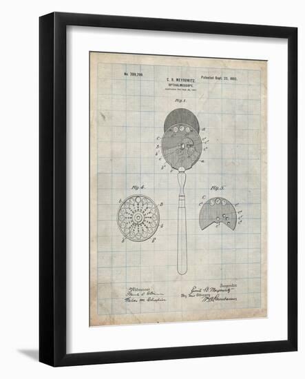 PP975-Antique Grid Parchment Ophthalmoscope Patent Poster-Cole Borders-Framed Giclee Print