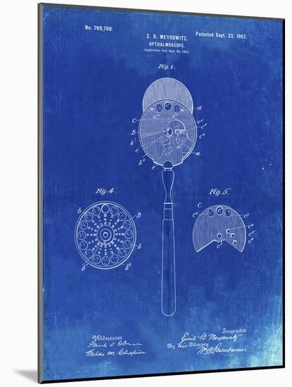 PP975-Faded Blueprint Ophthalmoscope Patent Poster-Cole Borders-Mounted Giclee Print