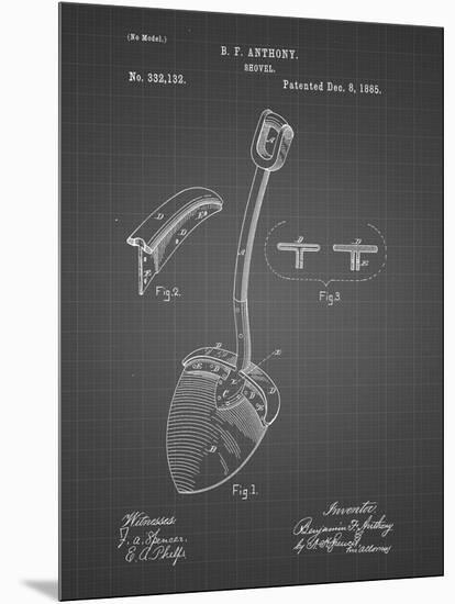 PP976-Black Grid Original Shovel Patent 1885 Patent Poster-Cole Borders-Mounted Premium Giclee Print