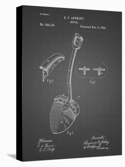 PP976-Black Grid Original Shovel Patent 1885 Patent Poster-Cole Borders-Stretched Canvas