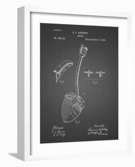 PP976-Black Grid Original Shovel Patent 1885 Patent Poster-Cole Borders-Framed Giclee Print