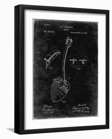 PP976-Black Grunge Original Shovel Patent 1885 Patent Poster-Cole Borders-Framed Giclee Print