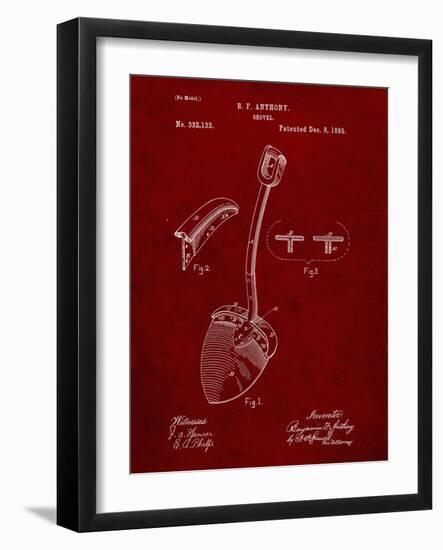 PP976-Burgundy Original Shovel Patent 1885 Patent Poster-Cole Borders-Framed Art Print