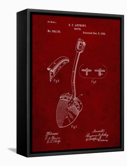 PP976-Burgundy Original Shovel Patent 1885 Patent Poster-Cole Borders-Framed Stretched Canvas