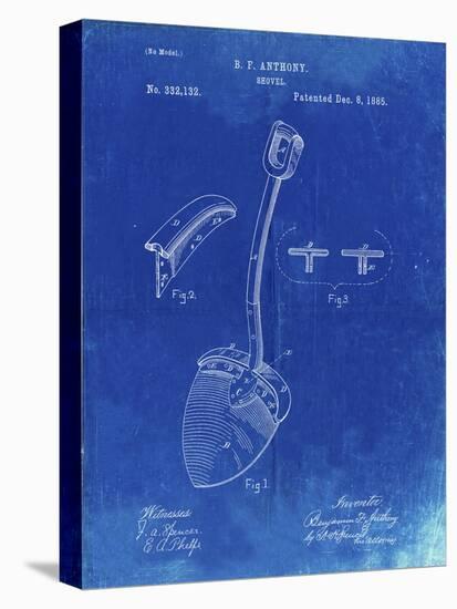 PP976-Faded Blueprint Original Shovel Patent 1885 Patent Poster-Cole Borders-Stretched Canvas