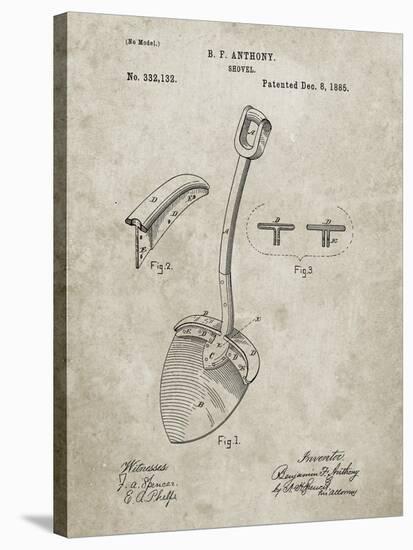 PP976-Sandstone Original Shovel Patent 1885 Patent Poster-Cole Borders-Stretched Canvas