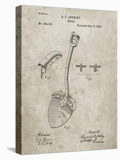PP976-Sandstone Original Shovel Patent 1885 Patent Poster-Cole Borders-Stretched Canvas