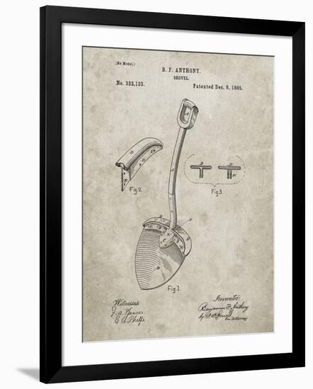 PP976-Sandstone Original Shovel Patent 1885 Patent Poster-Cole Borders-Framed Giclee Print