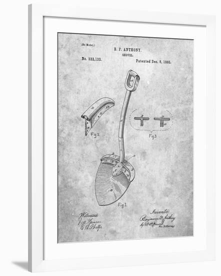PP976-Slate Original Shovel Patent 1885 Patent Poster-Cole Borders-Framed Giclee Print
