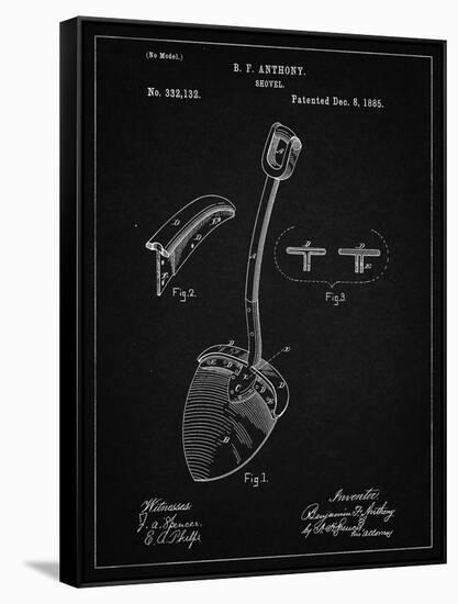 PP976-Vintage Black Original Shovel Patent 1885 Patent Poster-Cole Borders-Framed Stretched Canvas