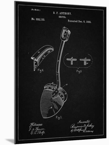 PP976-Vintage Black Original Shovel Patent 1885 Patent Poster-Cole Borders-Mounted Giclee Print