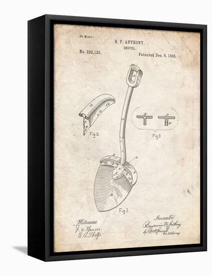 PP976-Vintage Parchment Original Shovel Patent 1885 Patent Poster-Cole Borders-Framed Stretched Canvas