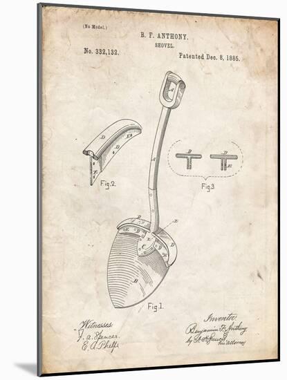 PP976-Vintage Parchment Original Shovel Patent 1885 Patent Poster-Cole Borders-Mounted Giclee Print