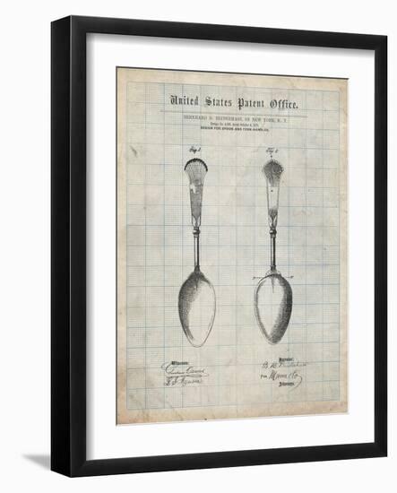 PP977-Antique Grid Parchment Osiris Sterling Flatware Spoon Patent Poster-Cole Borders-Framed Giclee Print