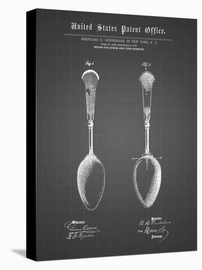 PP977-Black Grid Osiris Sterling Flatware Spoon Patent Poster-Cole Borders-Stretched Canvas