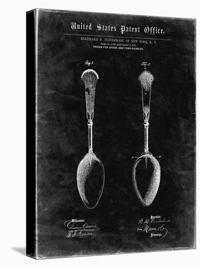 PP977-Black Grunge Osiris Sterling Flatware Spoon Patent Poster-Cole Borders-Stretched Canvas