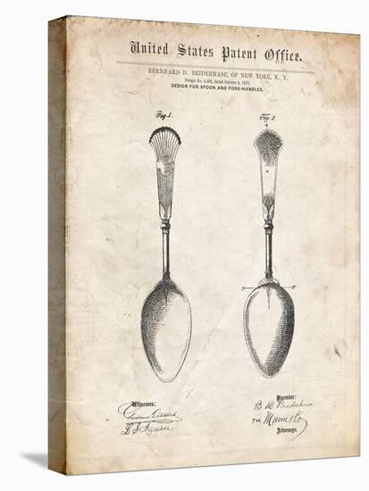 PP977-Vintage Parchment Osiris Sterling Flatware Spoon Patent Poster-Cole Borders-Stretched Canvas