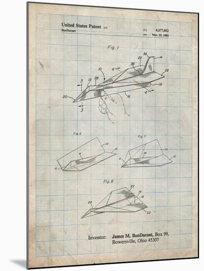 PP983-Antique Grid Parchment Paper Airplane Patent Poster-Cole Borders-Mounted Giclee Print