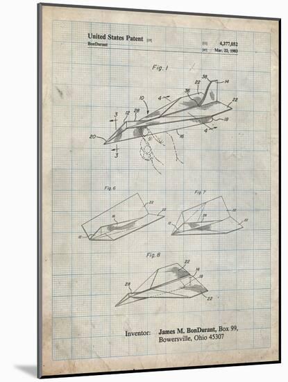 PP983-Antique Grid Parchment Paper Airplane Patent Poster-Cole Borders-Mounted Giclee Print