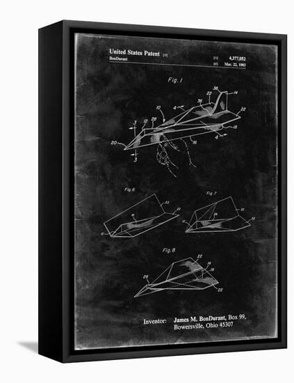 PP983-Black Grunge Paper Airplane Patent Poster-Cole Borders-Framed Stretched Canvas