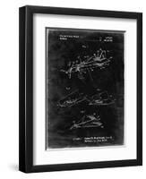 PP983-Black Grunge Paper Airplane Patent Poster-Cole Borders-Framed Premium Giclee Print