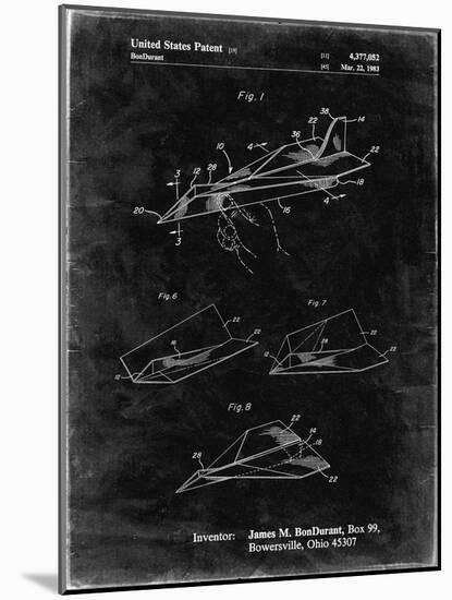 PP983-Black Grunge Paper Airplane Patent Poster-Cole Borders-Mounted Giclee Print