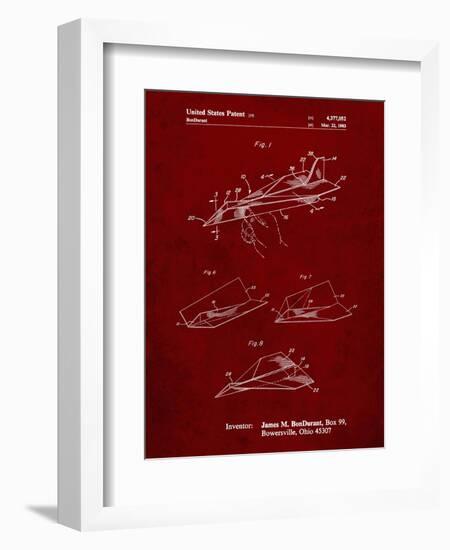 PP983-Burgundy Paper Airplane Patent Poster-Cole Borders-Framed Giclee Print
