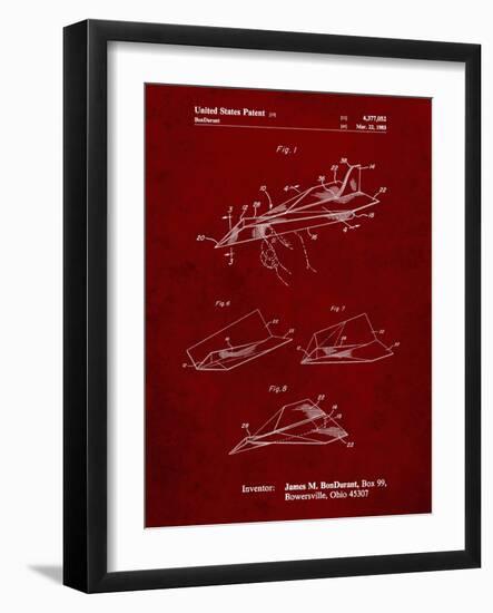 PP983-Burgundy Paper Airplane Patent Poster-Cole Borders-Framed Giclee Print